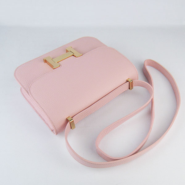 7A Hermes Oxhide Leather Message Bag Pink H017 - Click Image to Close